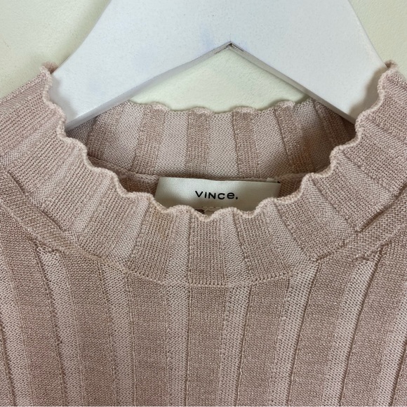 Vince Ribbed Mock Neck Pullover Shirt Sweater in Chiffon - Picture 6 of 14